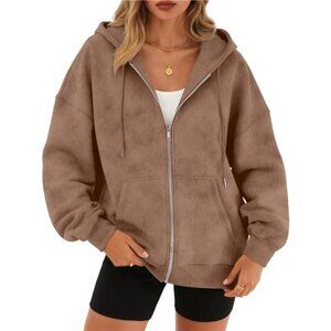 Women Zip Up Hoodie Acid Wash Oversized Sweatshirt Y2k Fall Winter Pullover